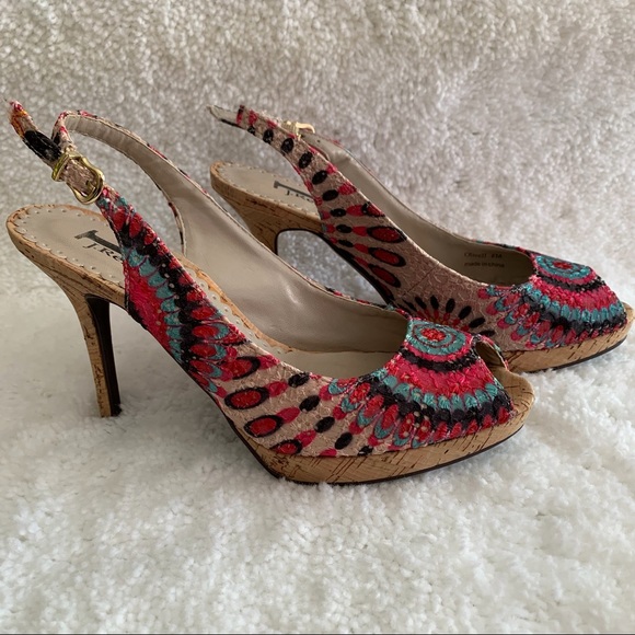 J Renee Shoes - J Renee Peep Toe Heels 3 1/2 inch heel and cork 1/2 inch platform.  Size 6.
